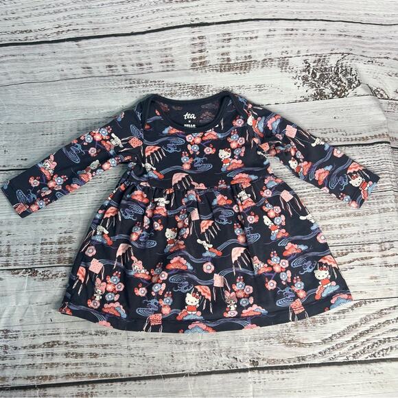 Hello kitty Tea Collection 3-6 months Floral Long Sleeve Skirted Dress - Picture 1 of 10